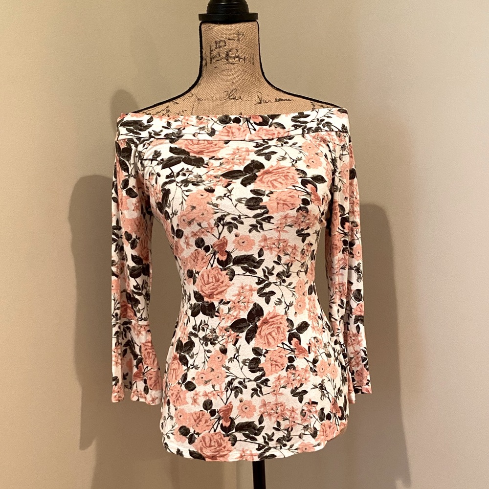 Floral print, off the shoulder top
